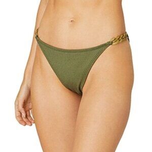Shoshanna Chain Swim Bikini Bottom Elasticized Waist Size XL Olive Green